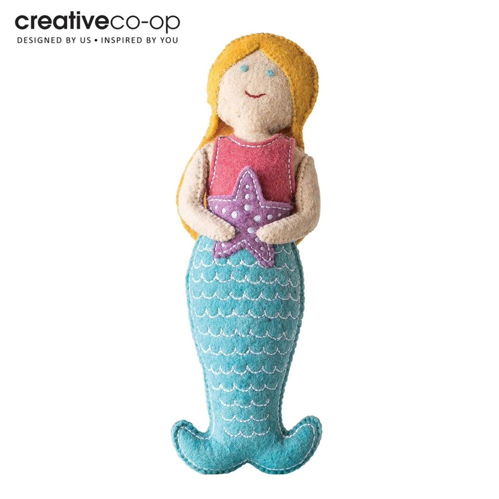 Creative Co-Op Wool Mermaid Tooth Fairy Pillow